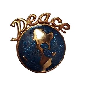 1992 Avon World Peace Blue & Gold Globe Brooch Vintage Collectable Fashion